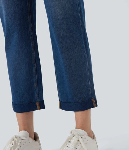 Halara Flex™ Mid Rise Straight Leg Washed Casual Jeans with Pockets