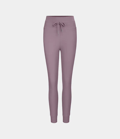 SoftlyZero™ Plush High Waisted Drawstring Pocket Plain Full Length Joggers