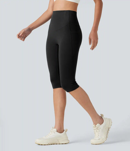 Halara UltraSculpt™ High Waisted Anti-Roll Tummy Control Shaping Workout Pedal Pushers Leggings with Pockets