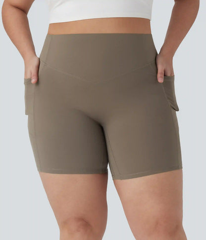 Plus Size Halara UltraSculpt™ High Waisted Scrunch Butt Lifting Tummy Control Shaping Training Biker Shorts 7'' with Pockets