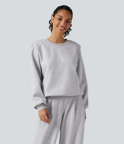 Round Neck Long Sleeve Casual Cotton Sweatshirt