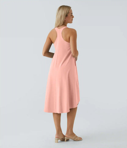Breezeful™ RacerPocket High Low Flowy Midi Quick Dry Casual Dress