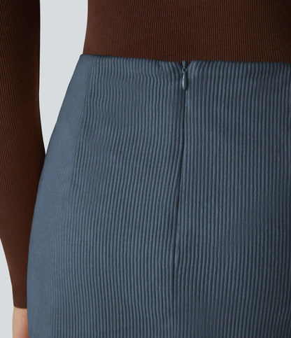 High Waisted 2-in-1 A Line Mini Corduroy Casual Skirt