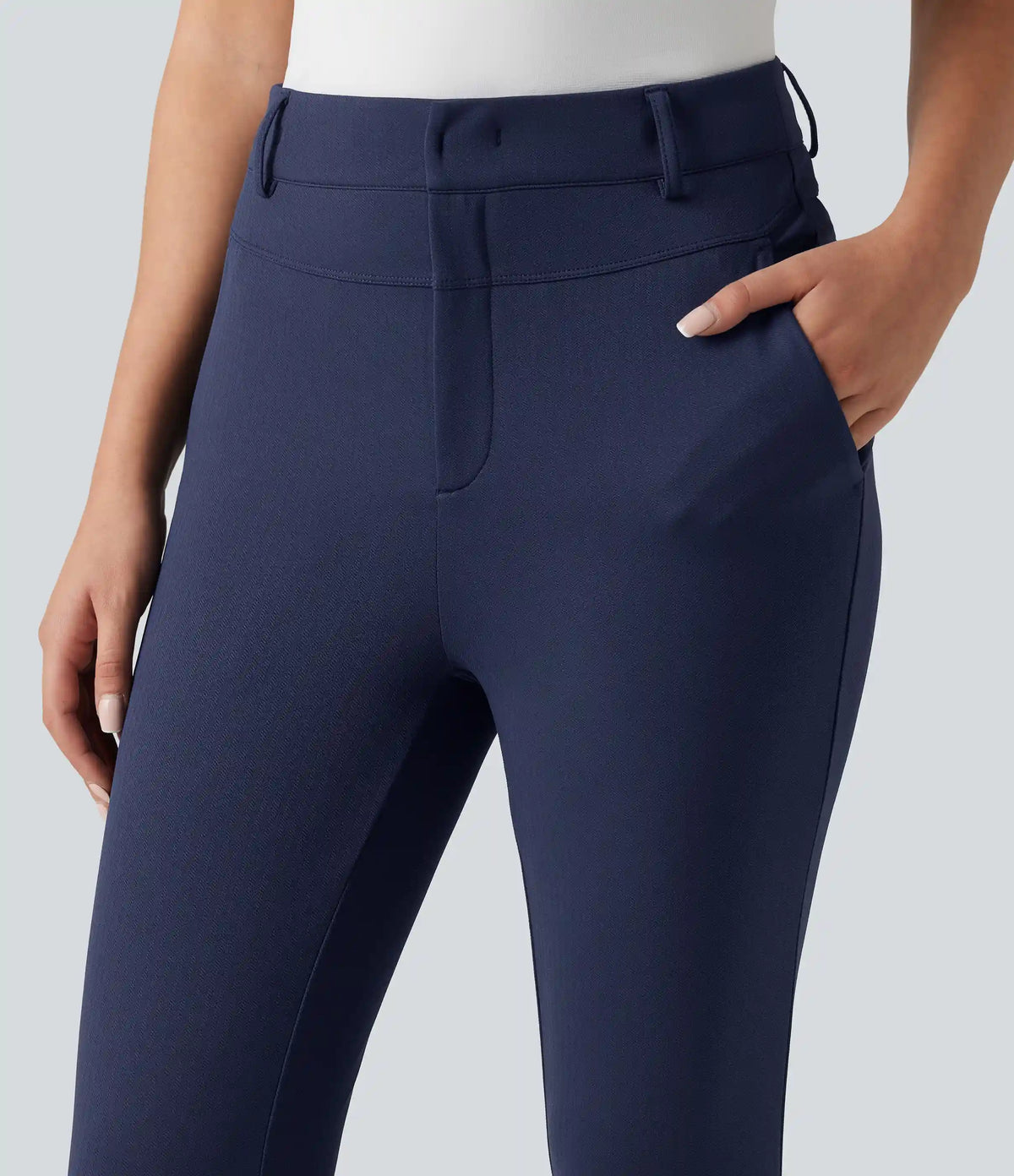 High Waisted Herringbone Golf Skinny Pants with Pockets
