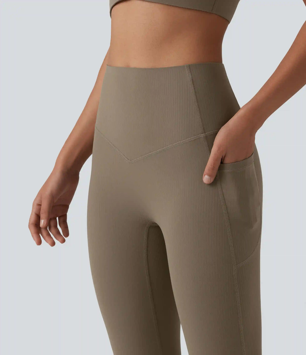 Halara UltraSculpt™ Ribbed High Waisted Tummy Control Yoga Leggings with Pockets