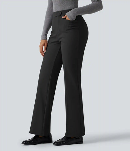 Mid Rise Flare Fleece Work Pants with Pockets