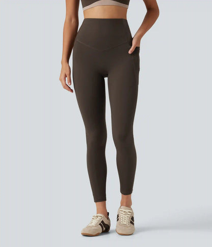 Halara UltraSculpt™ High Waisted Tummy Control Stretchy PU Yoga Leggings with Pockets