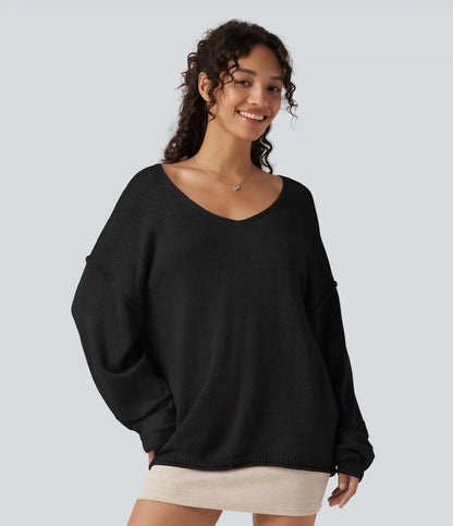 V Neck Long Sleeve Casual Sweater