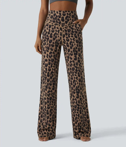 Halara UltraSculpt™ Leopard Print High Waisted Tummy Control Straight Leg Yoga Pants with Pockets