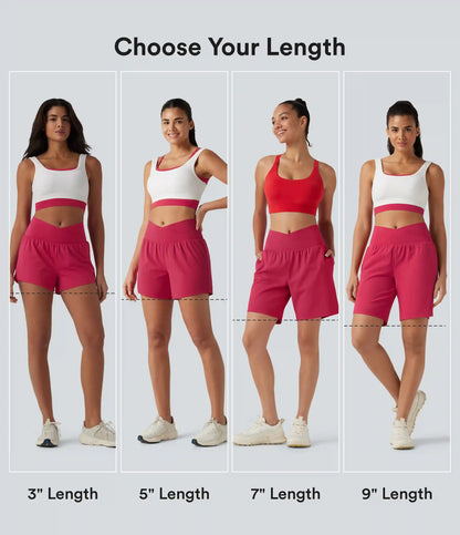 SoftlyZero™ Airy Crossover High Waisted 2-in-1 InstantCool Yoga Shorts 7'' with Pockets