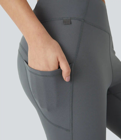 High Waisted Pocket Thermal Yoga Flare Leggings