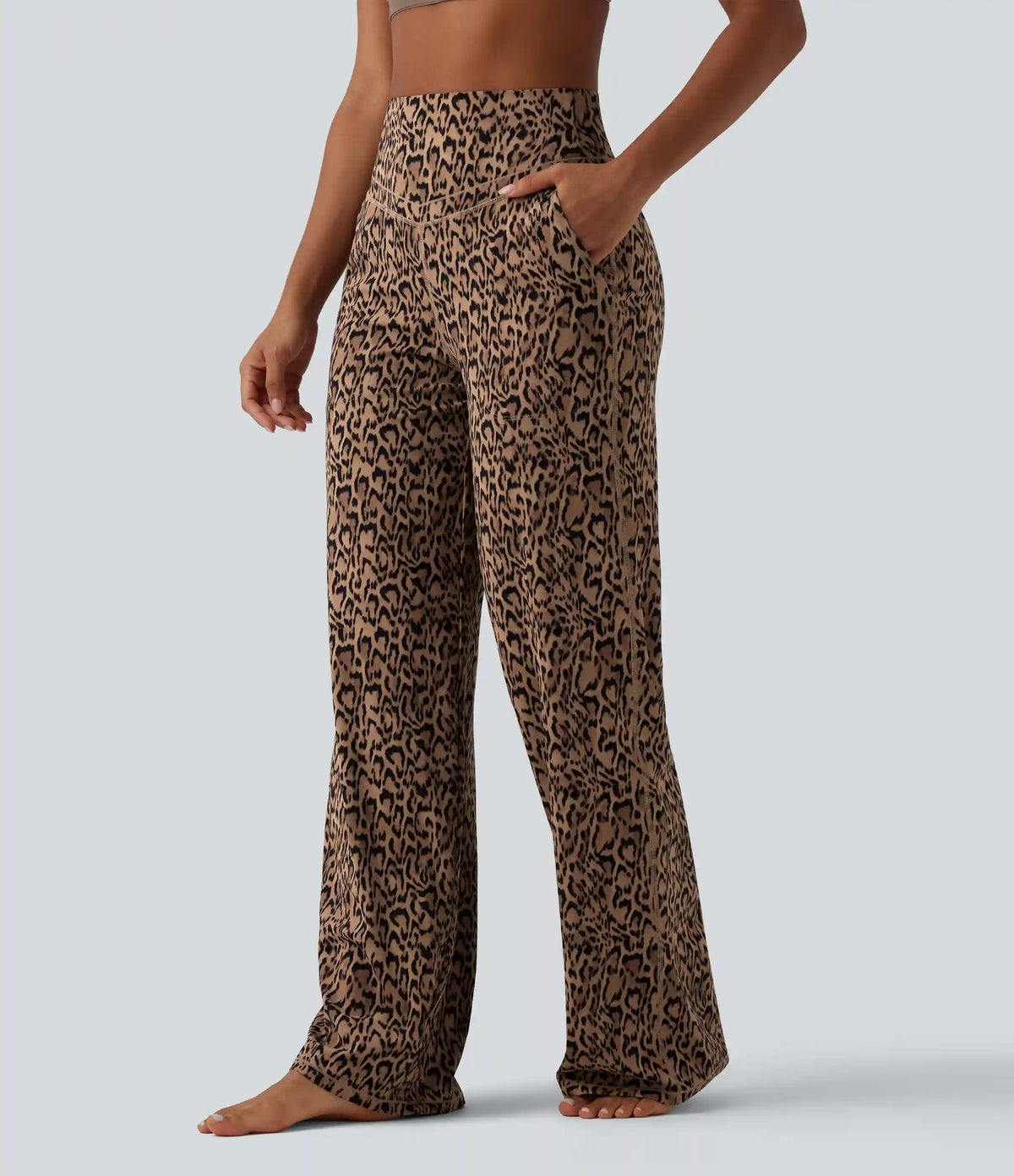 Halara UltraSculpt™ Leopard Print High Waisted Tummy Control Straight Leg Yoga Pants with Pockets