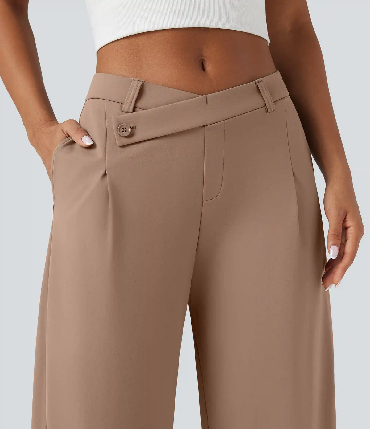 Halara Flex™ DayStretch Asymmetric Mid Rise Barrel Leg Work Pants with Pockets