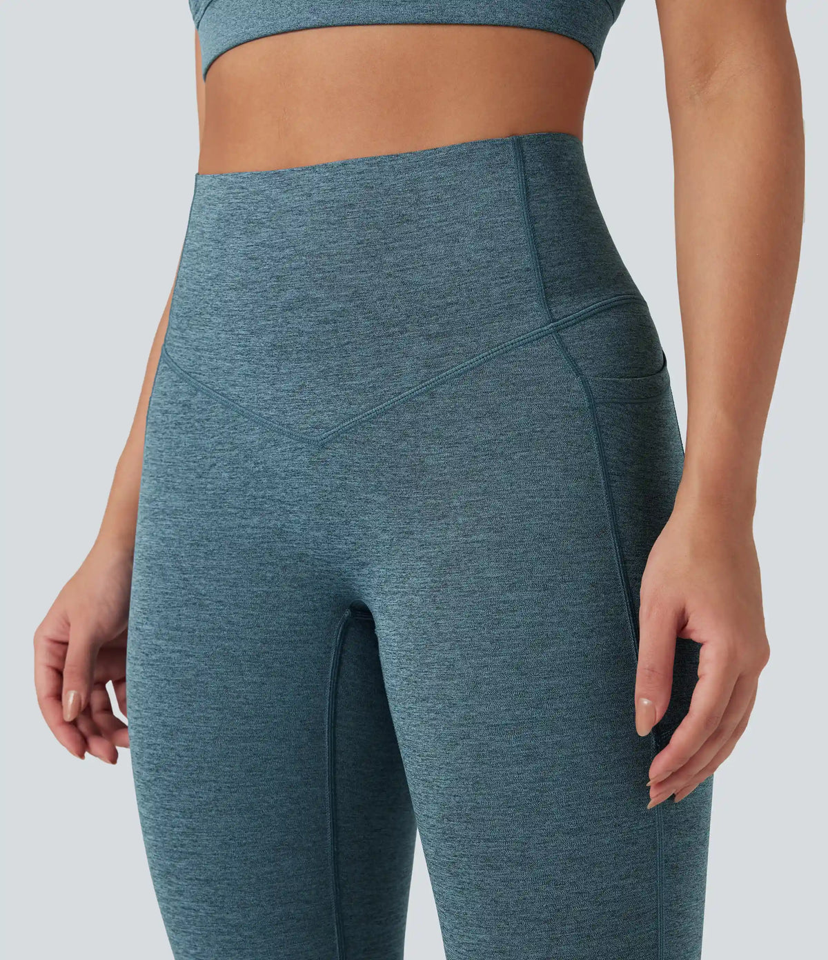 Halara UltraSculpt™ Heathered High Waisted Tummy Control Quick Dry Bootcut Yoga Leggings with Pockets