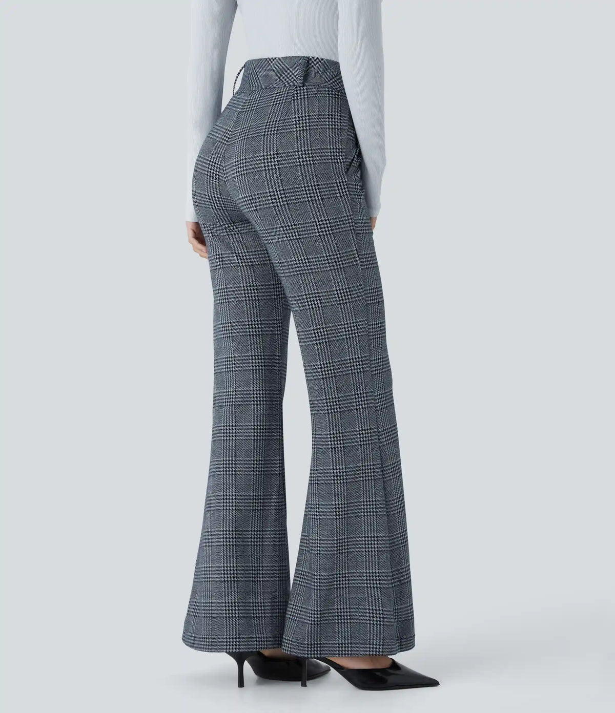 Halara Flex™ High Waisted Decorative Pocket Houndstooth Plaid Work Flare Pants