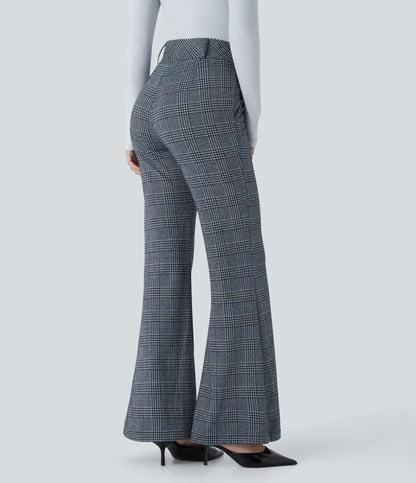 Halara Flex™ High Waisted Decorative Pocket Houndstooth Plaid Work Flare Pants