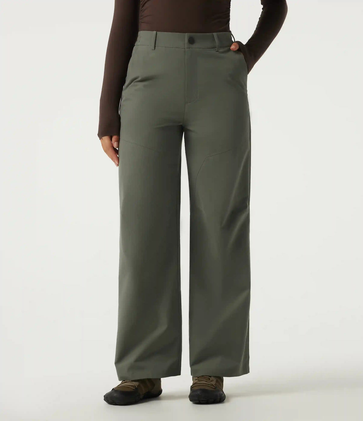 High Waisted Wide Leg Hiking Pants with Pockets