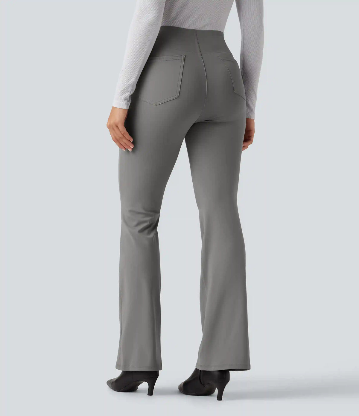High Waisted Tummy Control Bootcut Work Pants with Pockets