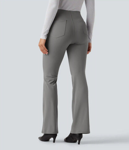 High Waisted Tummy Control Bootcut Work Pants with Pockets