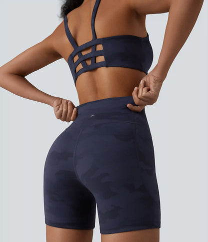 Halara UltraSculpt™ Camo Print High Waisted Tummy Control Training Biker Shorts 5'' with Pockets