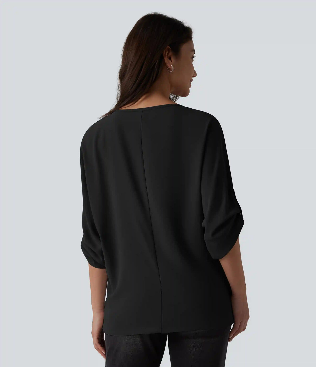 Wrinkle Recovery V Neck Long Sleeve Work Blouse