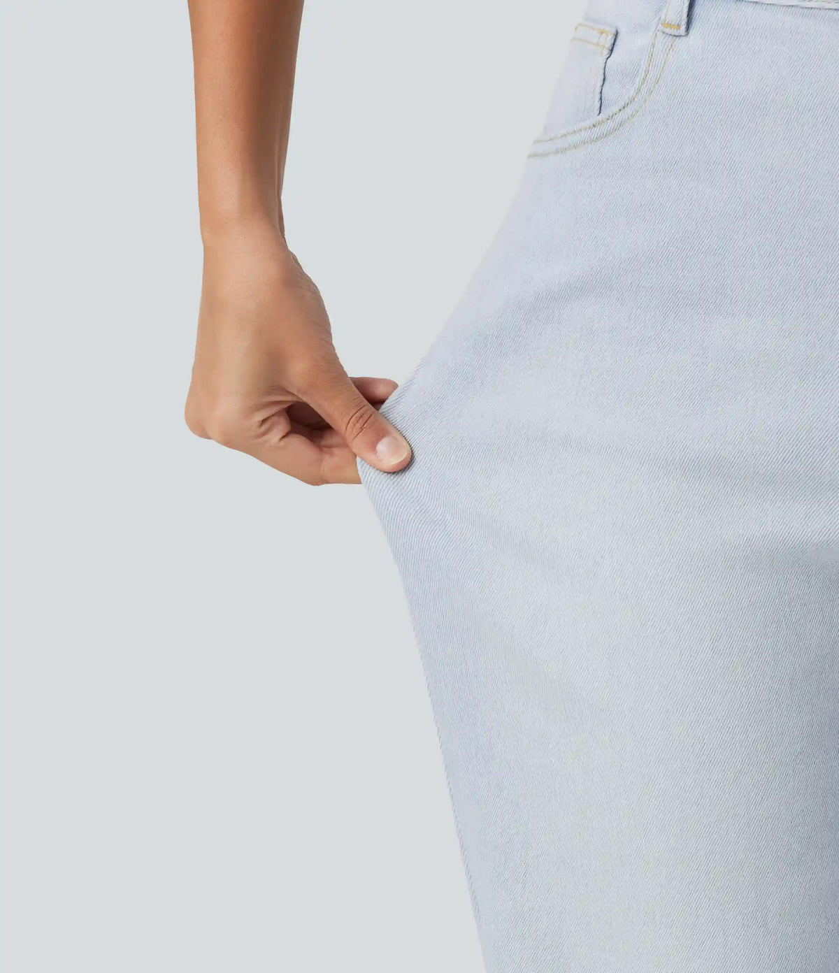 High Waisted Ripped Straight Leg Casual Jeans with Pockets