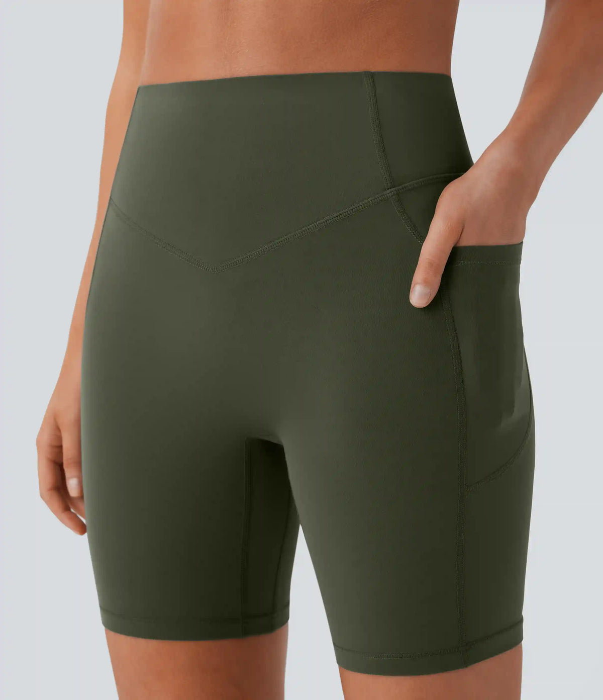 Halara UltraSculpt™ High Waisted Scrunch Butt Lifting Tummy Control Side Pocket Shaping Workout Biker Shorts 7''