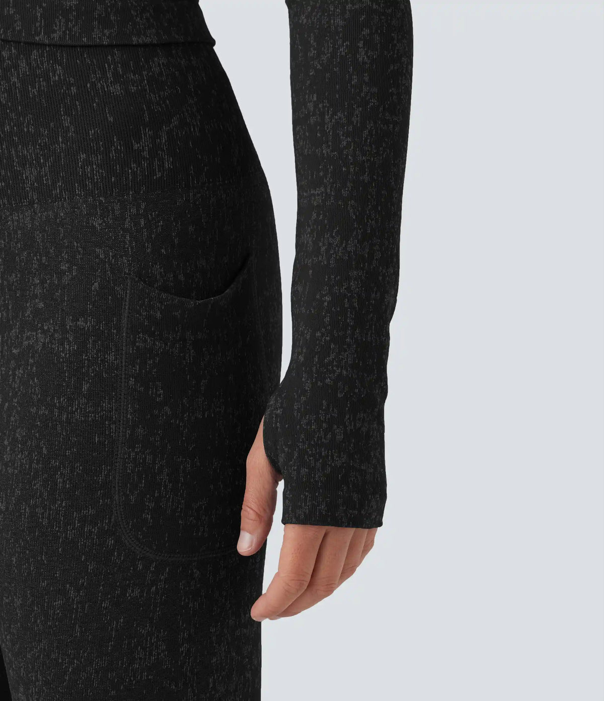 OneForm Seamless Flow V Neck Long Sleeve Thumb Hole Cropped Yoga Sports Top