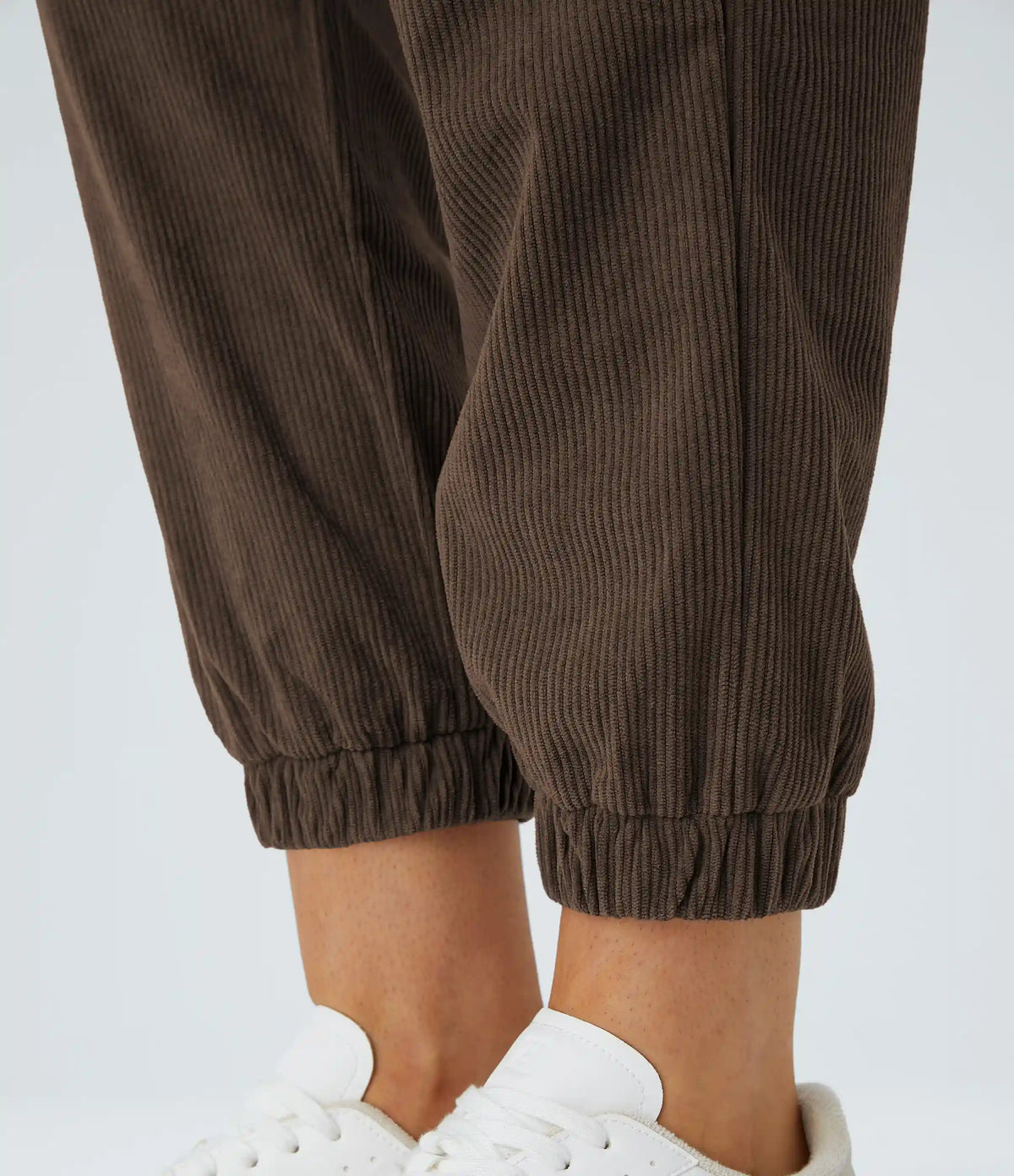 Mid Rise Zipper Pockets Corduroy Casual Joggers