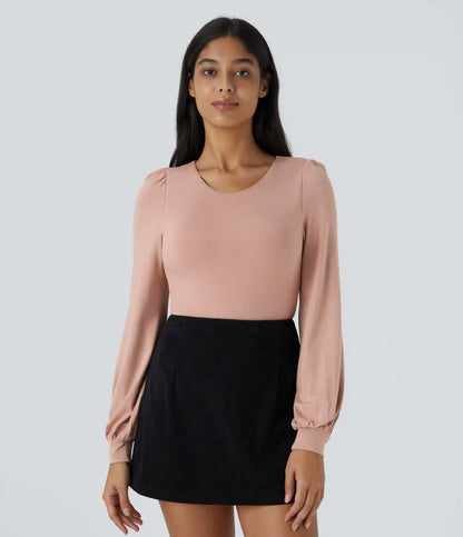 Round Neck Long Sleeve Casual Bodysuit