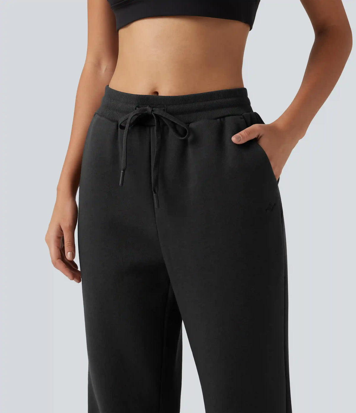 Mid Rise Drawstring Bootcut Fleece Casual Sweatpants with Pockets