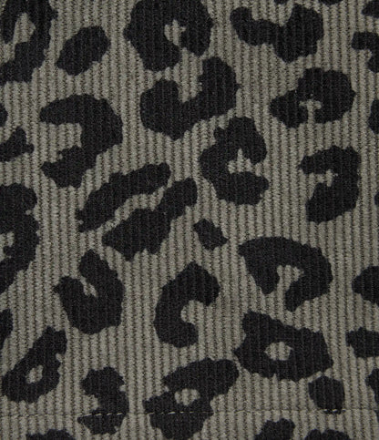 High Waisted 2-in-1 A-Line Leopard Print Corduroy Mini Casual Skirt with Pocket
