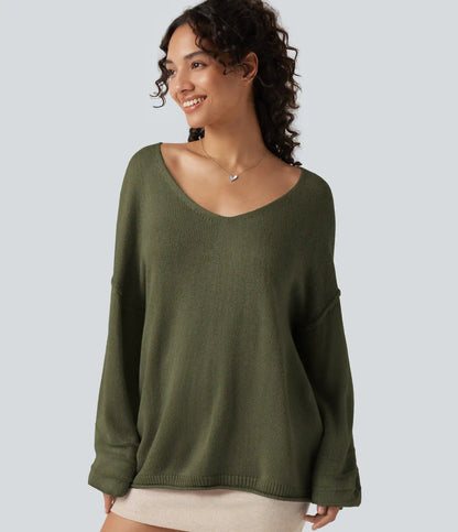 V Neck Long Sleeve Casual Sweater
