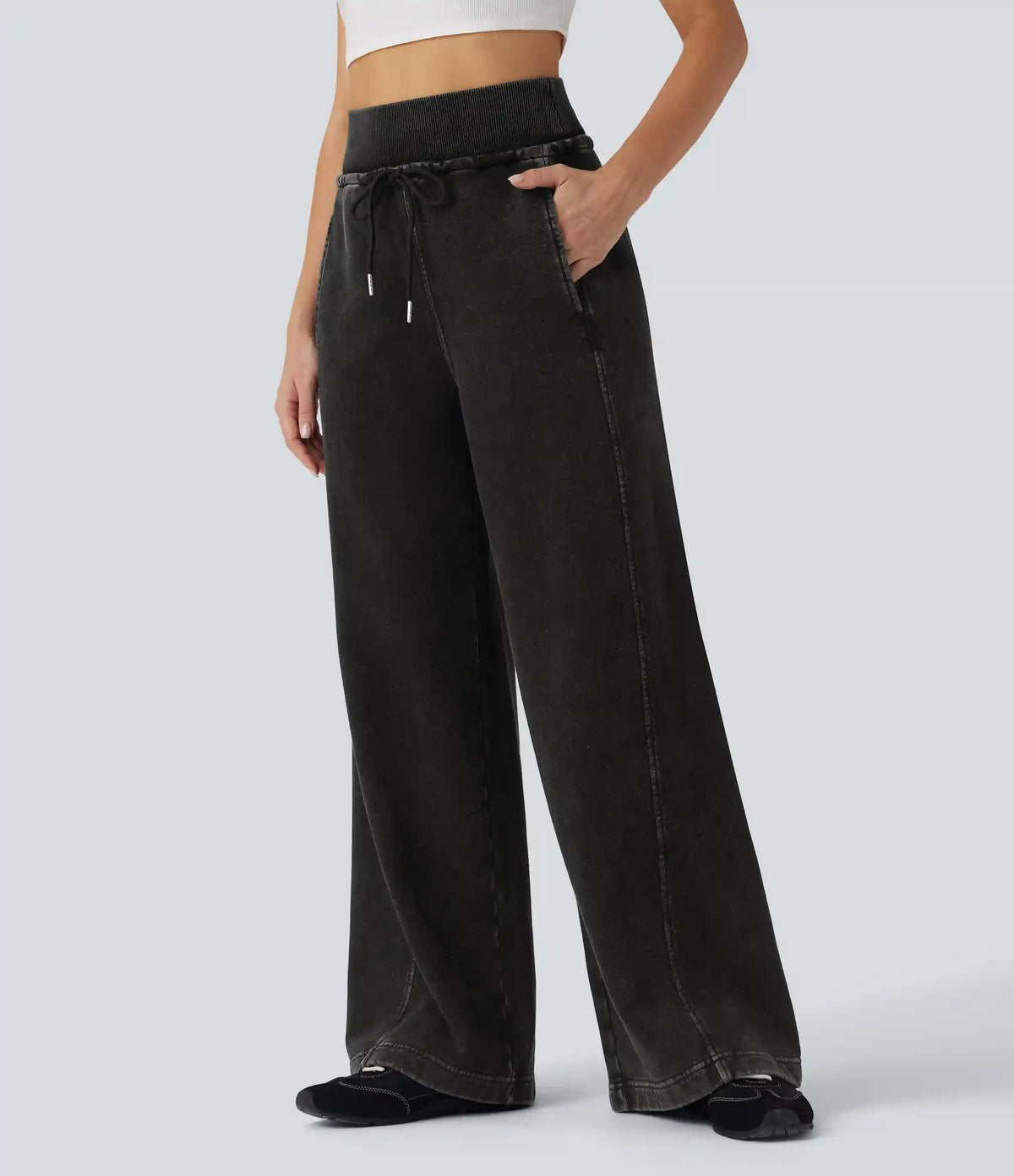 Halara Flex™ High Waisted Drawstring Casual French Terry Baggy Sweatpants Jeans with Pockets