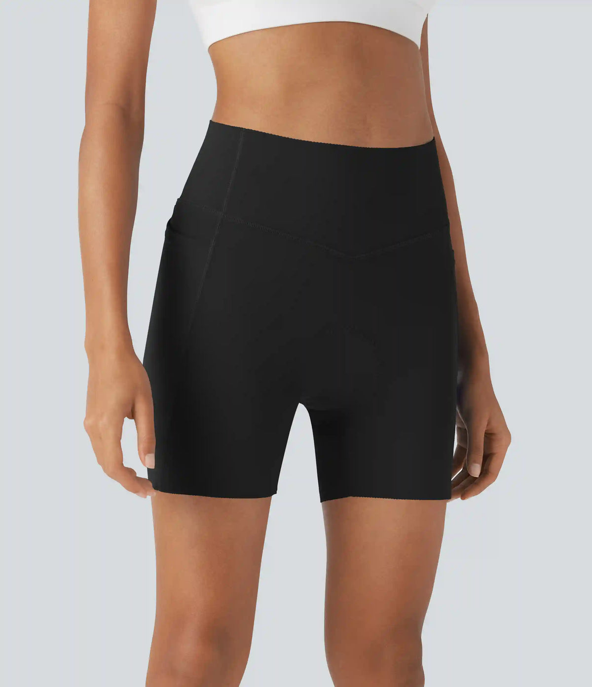 SpeedWave™ High Waisted Antislip Tummy Control Quick Dry Cycling Chamois Padded Biker Shorts 5'' with Pockets