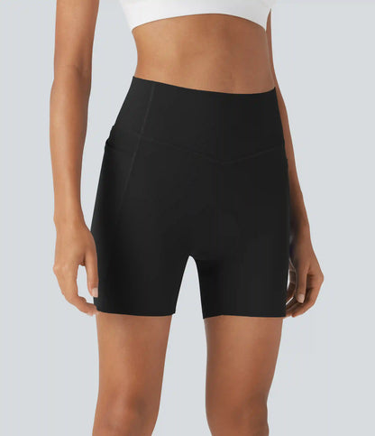 SpeedWave™ High Waisted Antislip Tummy Control Quick Dry Cycling Chamois Padded Biker Shorts 5'' with Pockets