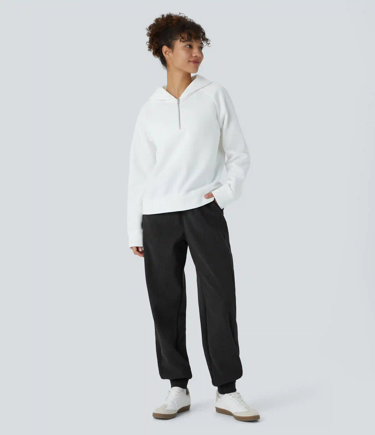 High Waisted Pocket Corduroy Casual Joggers