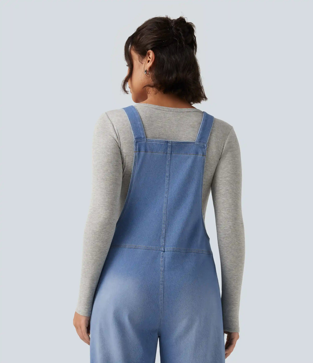 Halara Flex™ V Neck Sleeveless Barrel Leg Denim Casual Overalls with Pockets