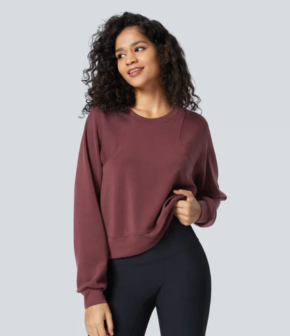 SpacerTek™ Round Neck Raglan Sleeve Solid Casual Sweatshirt