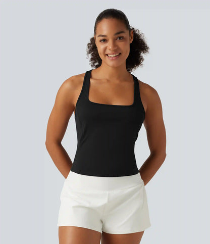 SoftlyZero™ Plush Square Neck Racerback Yoga Tank Top