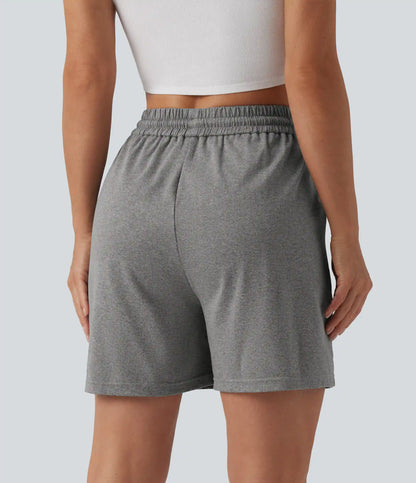 High Waisted Drawstring Casual Baggy Shorts 5'' with Pockets