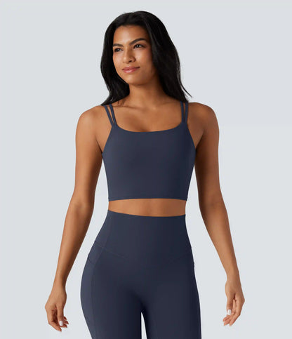 Halara UltraSculpt™ Double Straps Twisted Backless Cropped Yoga Tank Top