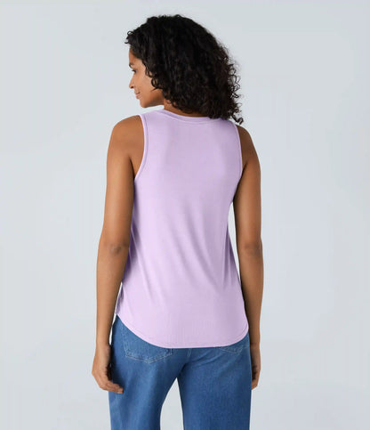 Ribbed Round Neck Basic Casual Tank Top