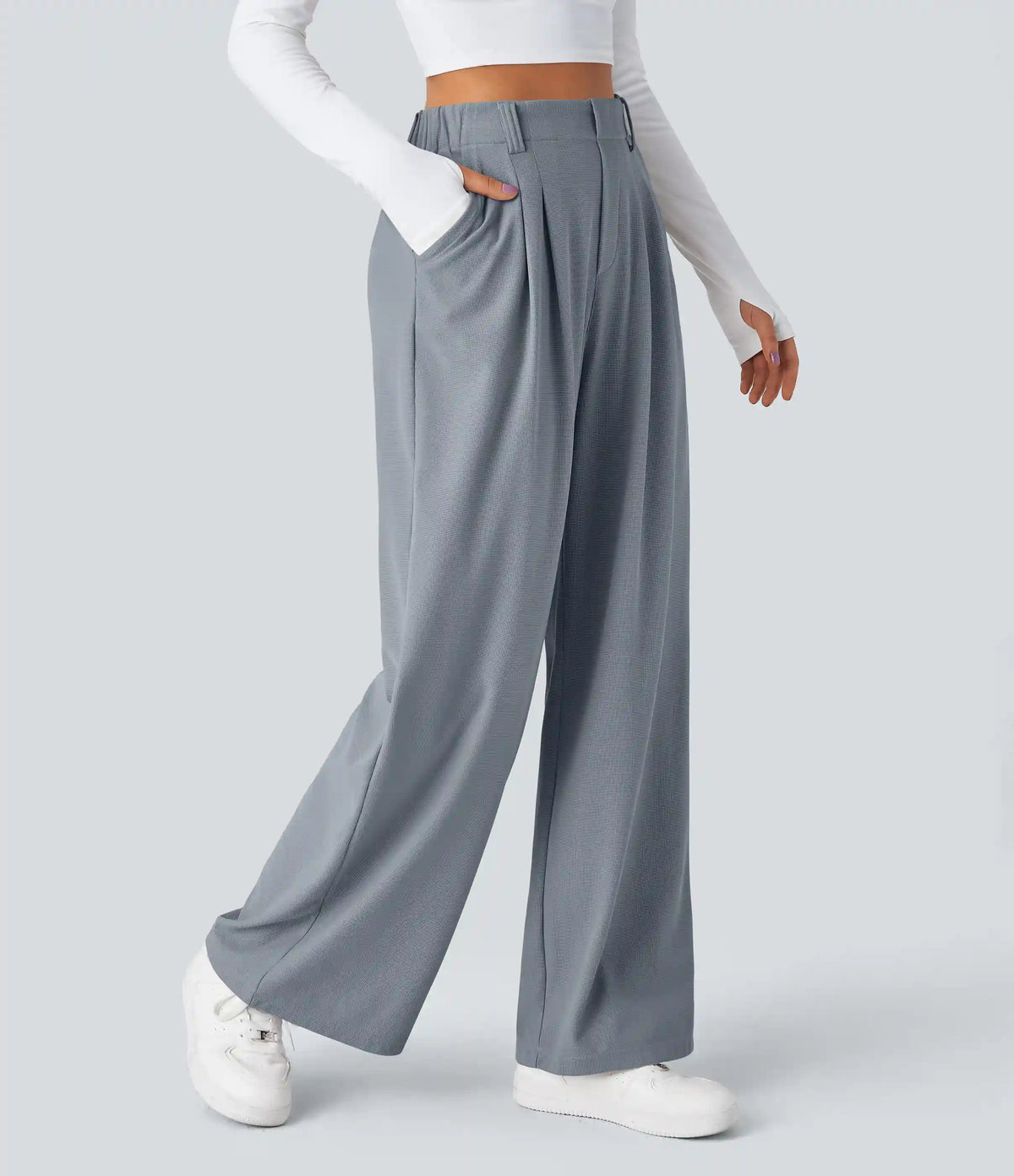 Halara Flex™ High Waisted Pocket Wide Leg Waffle Work Pants
