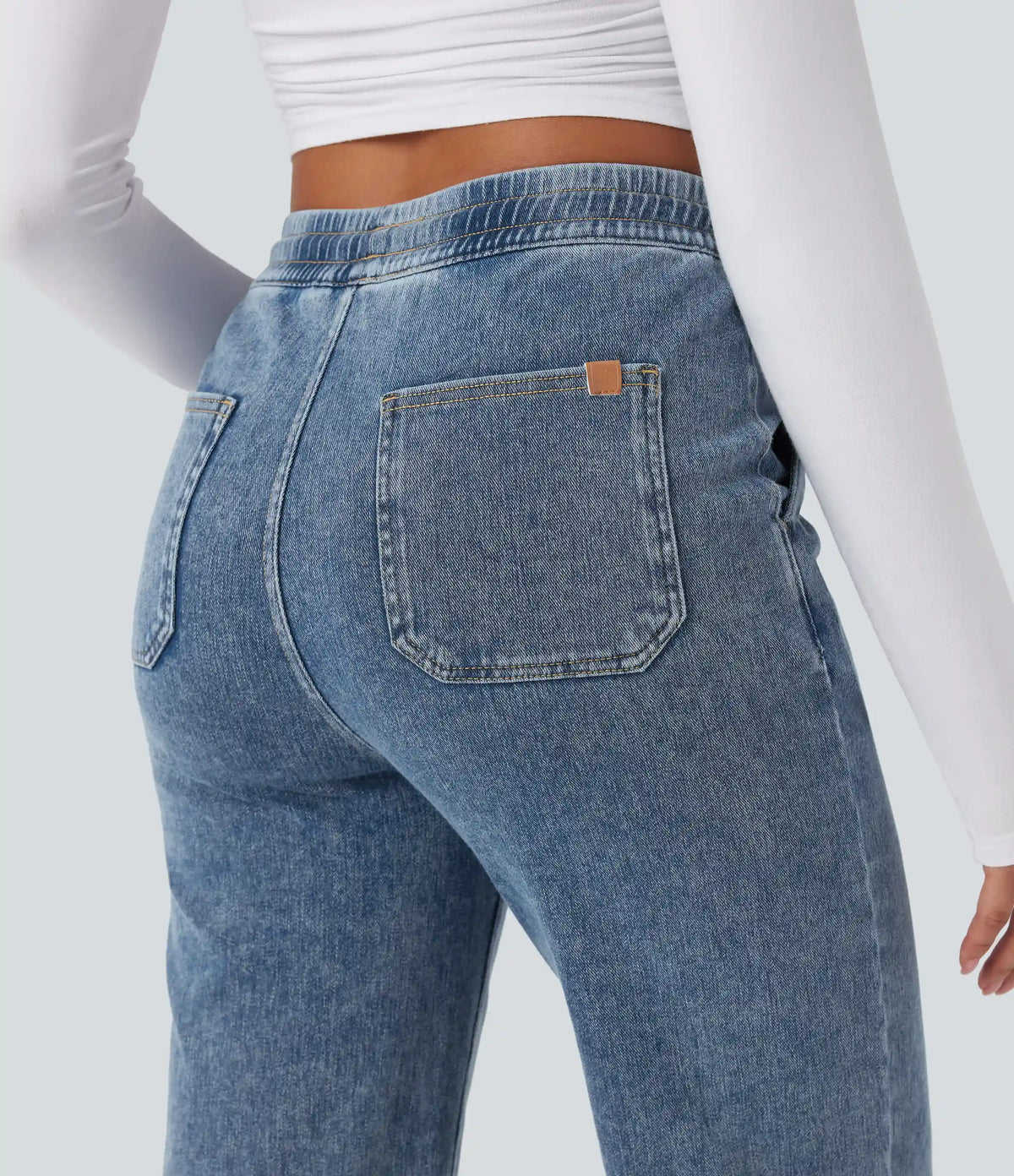Halara Flex™ Mid Rise Drawstring Straight Leg Casual Sweatpants Jeans with Pockets