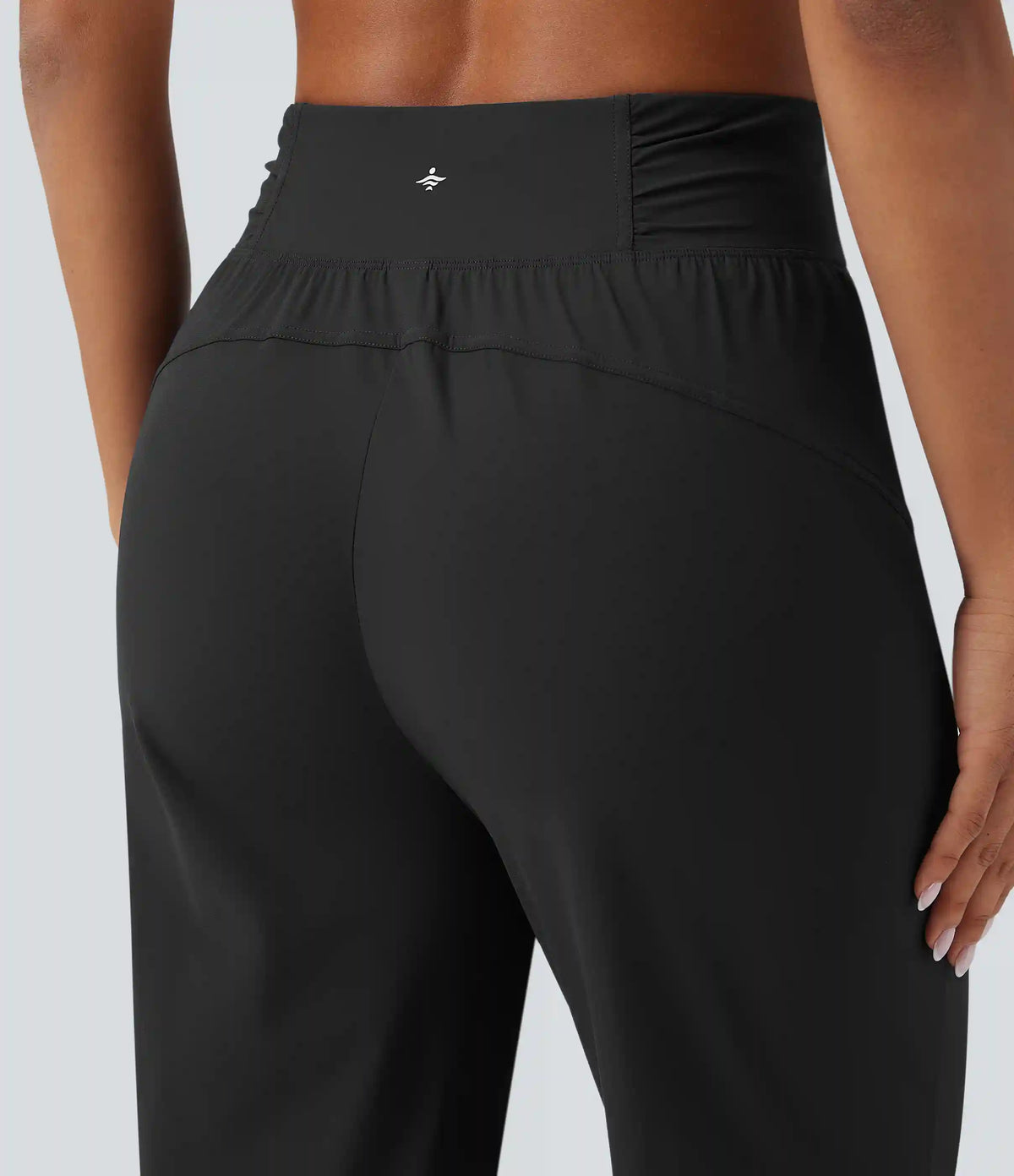 High Waisted Drawstring Ruched Tapered Quick Dry Cool Touch Dance Joggers with Pockets-UPF40+