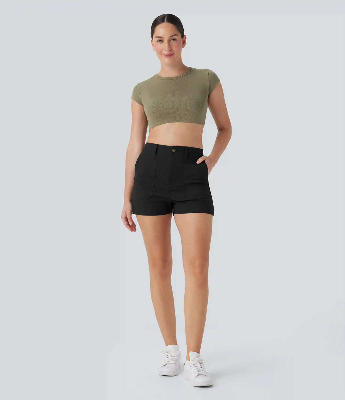 High Waisted Casual Shorts with Pockets