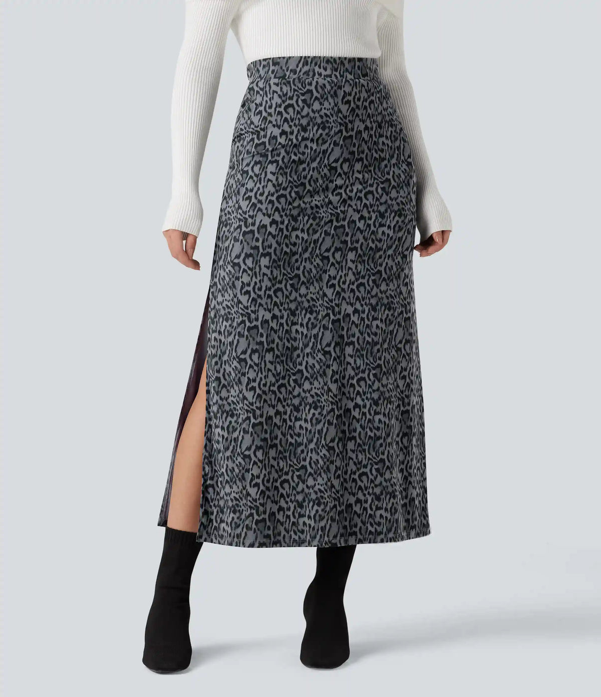 Halara UltraSculpt™ Leopard Print High Waisted Split Maxi Casual Skirt
