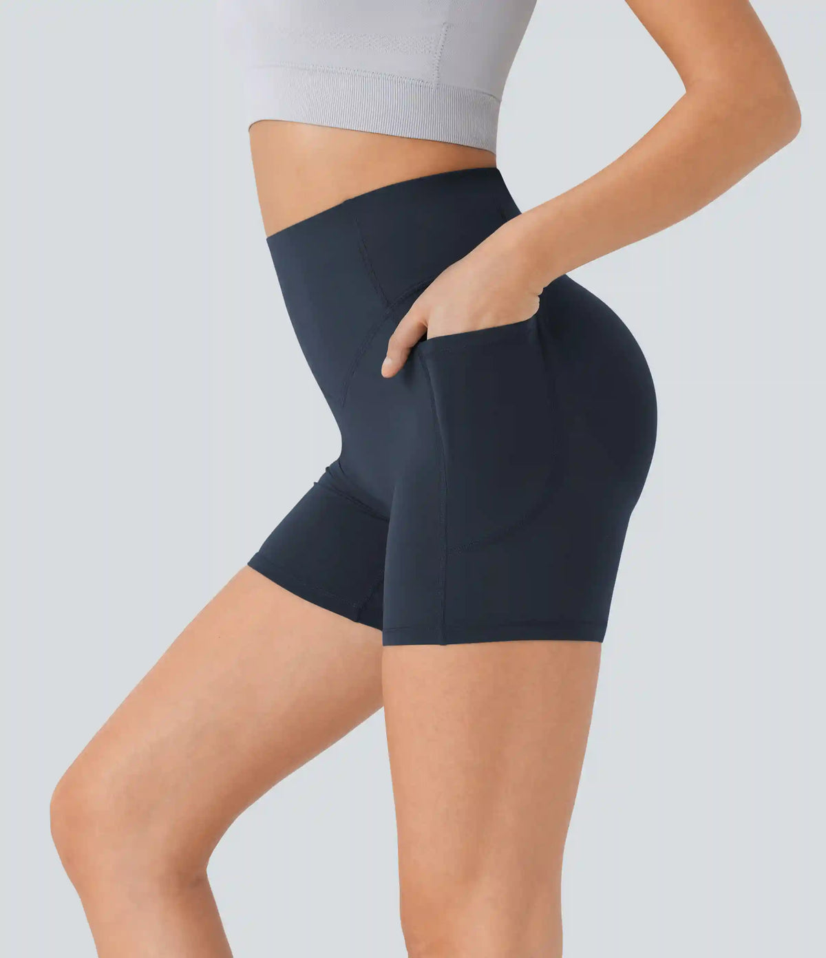 Halara UltraSculpt™ High Waisted Scrunch Butt Lifting Tummy Control Pocket Shaping Workout Biker Shorts 5''