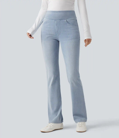 Halara Flex™ High Waisted Pockets Washed Casual Bootcut Jeans